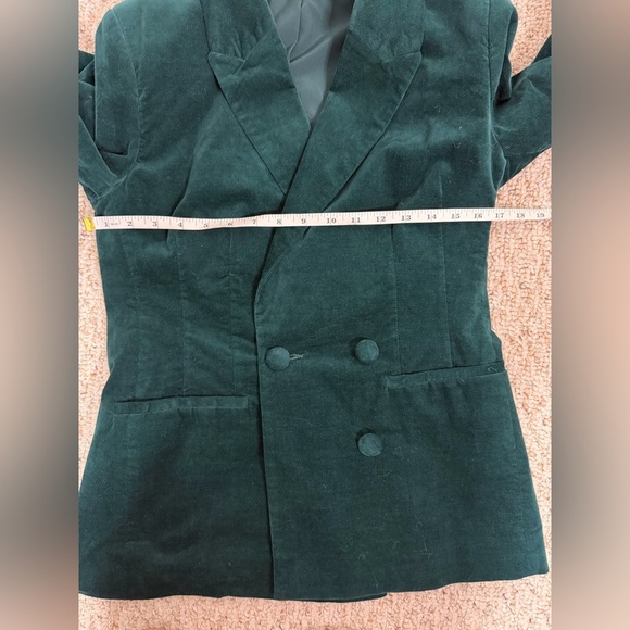 Matilda Jane Good Hart Double-Breasted Velvet dark green Women's Blazer size S - Picture 9 of 9